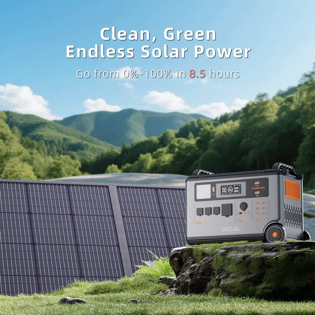 Oscal PowerMax3600SE Portable Power Station 3600W Solar Generator 3600Wh LiFePO4 Battery 14 Outlets Morse Code For Emergency Use No parallel operation function