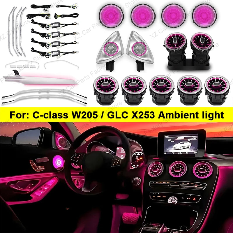 Mercedes Benz W205 X253 64-Color LED Ambient Lighting Kit Tidesmit