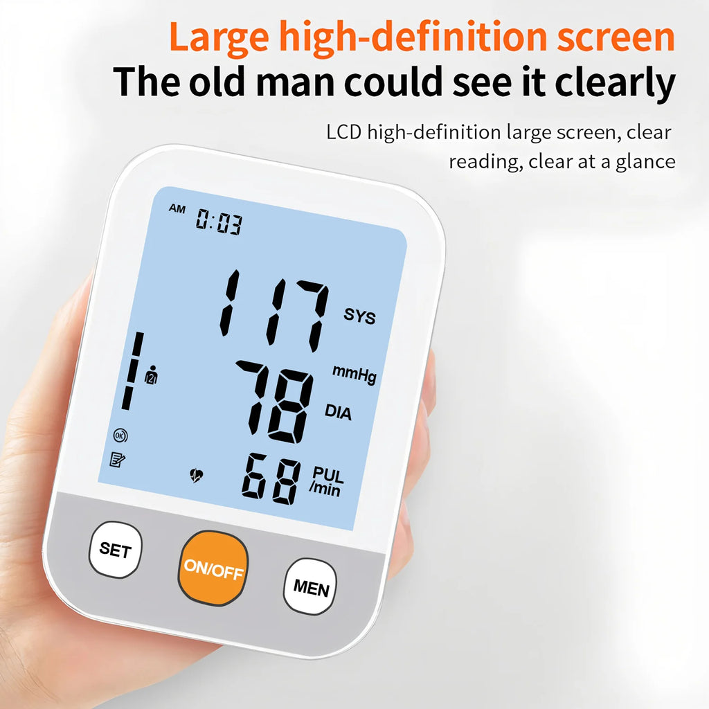 Blood Pressure Monitor Tensiometer Upper Arm Automatic Digital BP Measuring Device Pulse Heart Rate Monitor