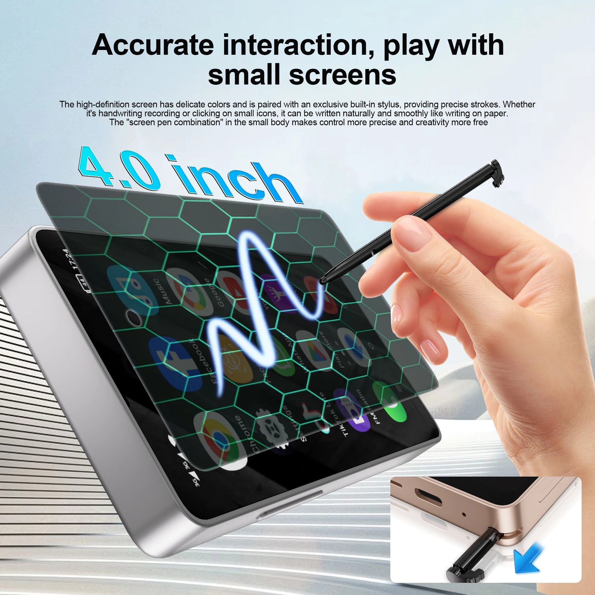 SERVO Built-in Stylus Mini Smartphone Android 3G Cellular 4" Display 16GB ROM GPS Face Unlock Tiny Mobile Phones WIFI Play Store