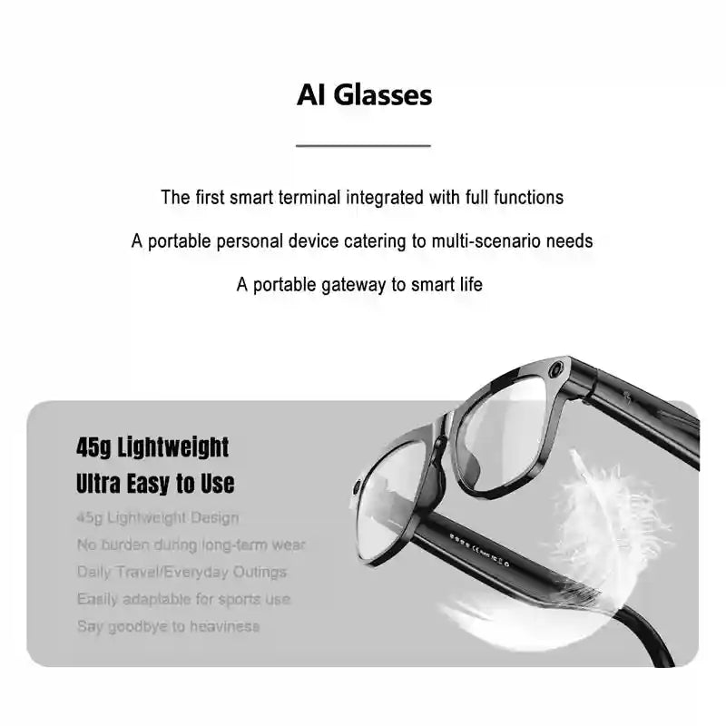 AI Smart Glasses with Spatial Audio and Integrated HD Camera Tidesmit