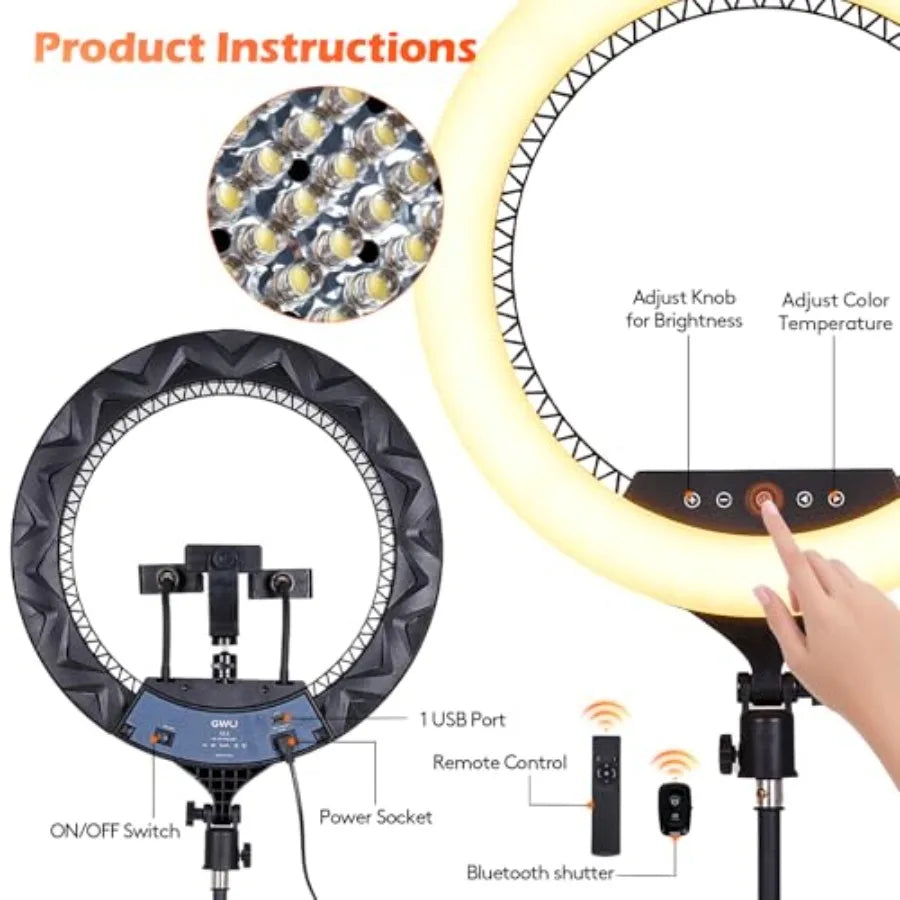 18 Inch LED Ring Light with Tripod for Professional Content Creation Tidesmit