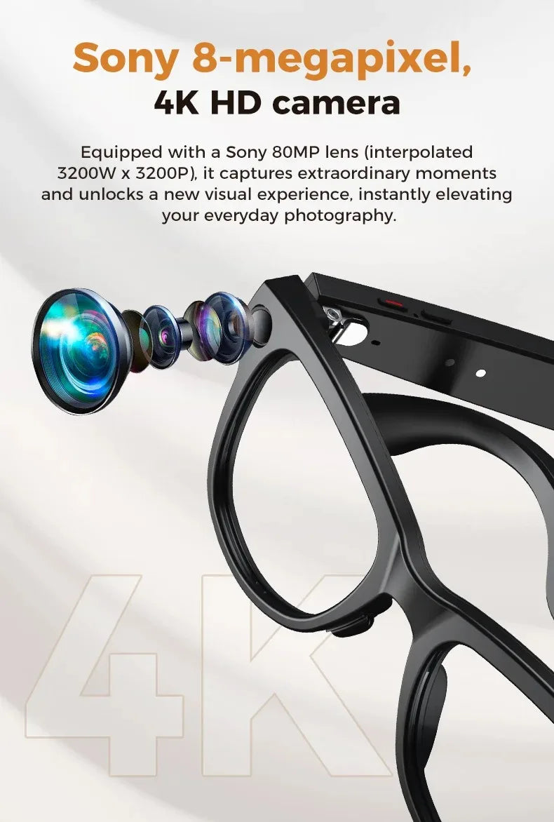 Smart Camera Glasses 4K HD Video Recorder with Integrated Voice Assistant Tidesmit