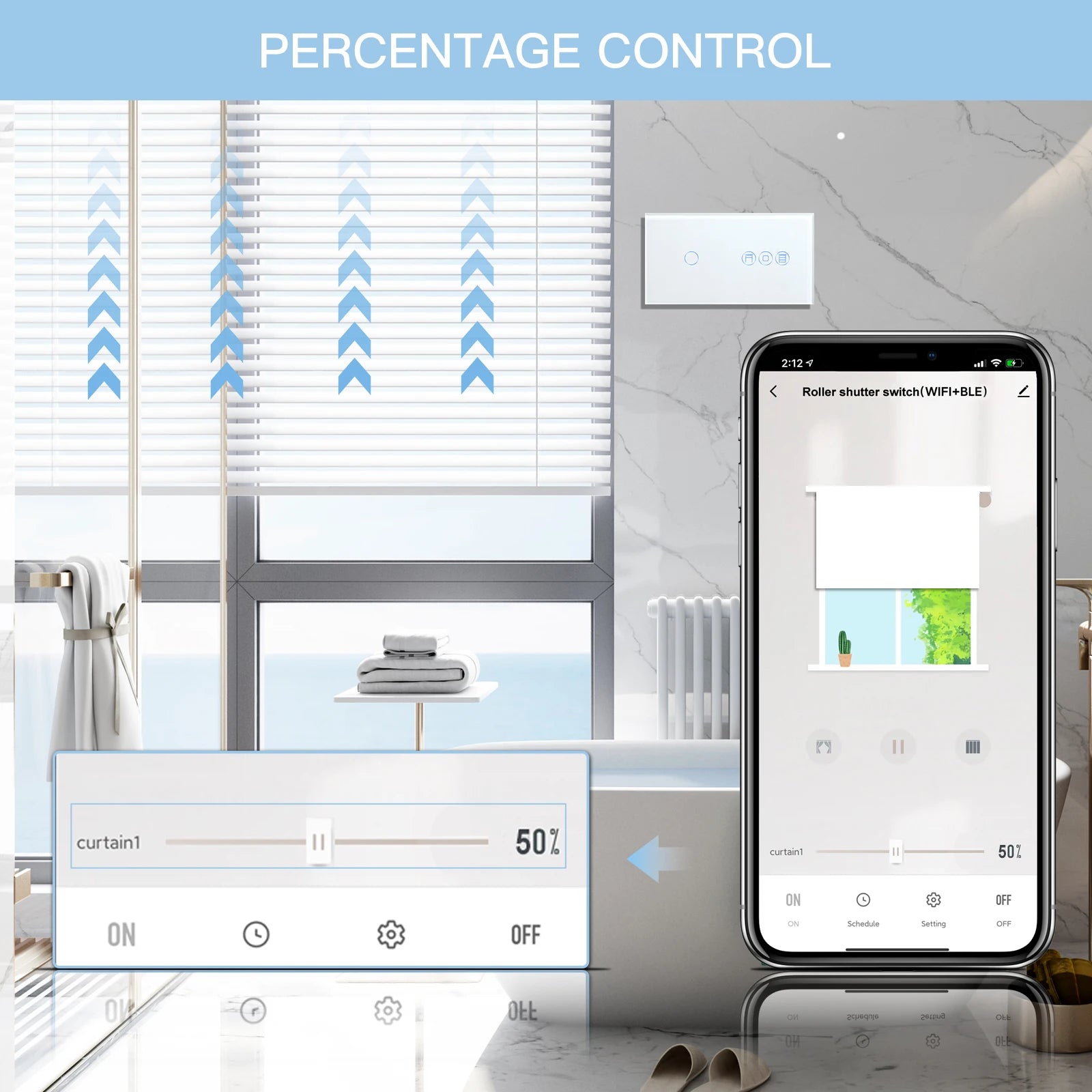 Tidesmit Smart WiFi Shutter Switch - App Controlled Roller Blind Timer Tidesmit