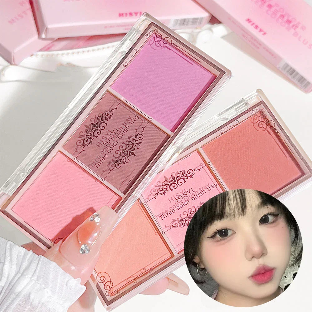 Tidesmit 3-Color Cheek Red and Eyeshadow Palette showing milk tea orange matte texture swatch for nude makeup looks