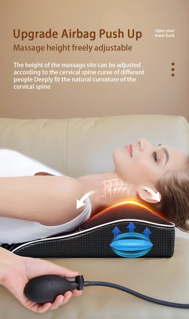 Electric Cervical Neck Massager with Heat Therapy and Airbag Traction Back Massage Instrument Tidesmit