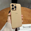 Personalized Leather iPhone Case - Shock-Absorbing Monogram Cover Khaki Tidesmit