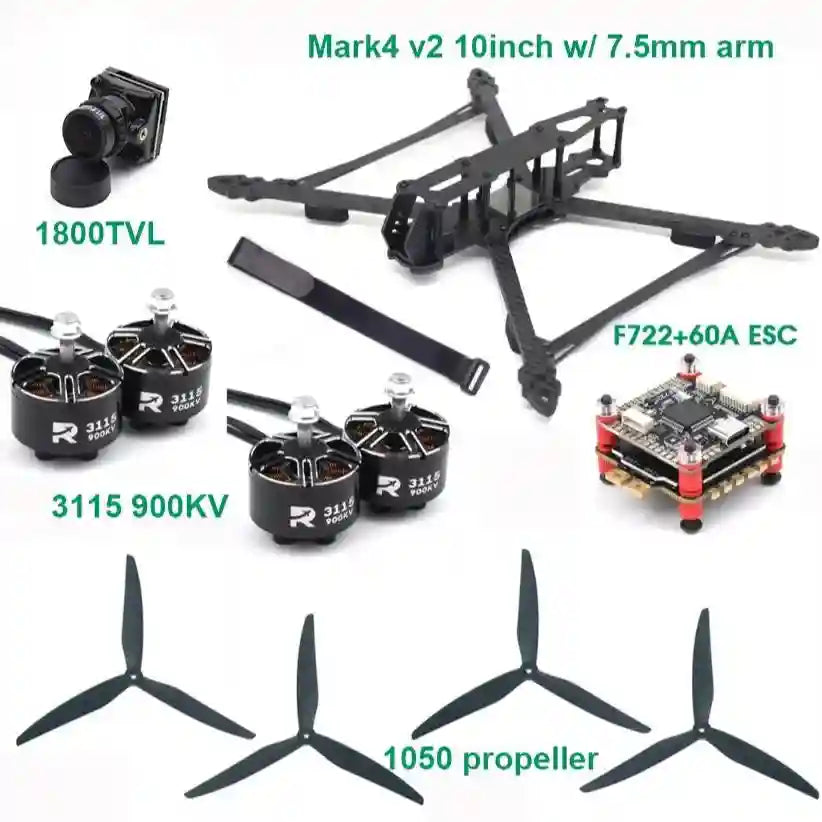 10 Inch FPV Racing Drone Frame Kit with F7 Flight Controller set 2 with camera Tidesmit