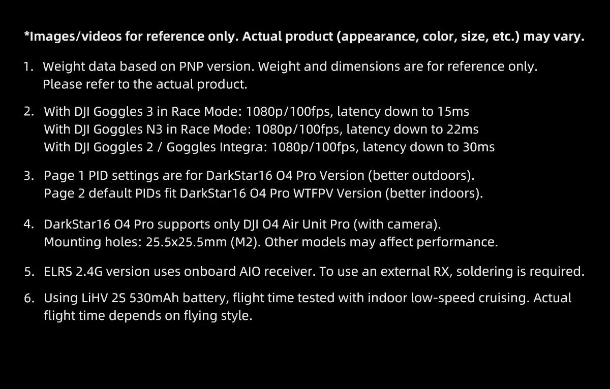 DarkStar16 O4 Pro FPV Camera Drone - 2S Quadcopter with ELRS 2.4G Tidesmit