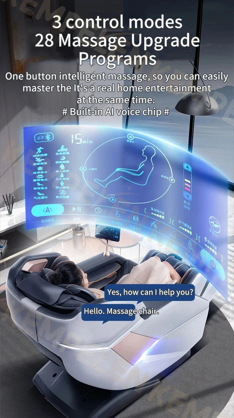 4D Full Body Massage Chair - Zero Gravity Heat Therapy - Black Body Shaping Massage Equipment Tidesmit