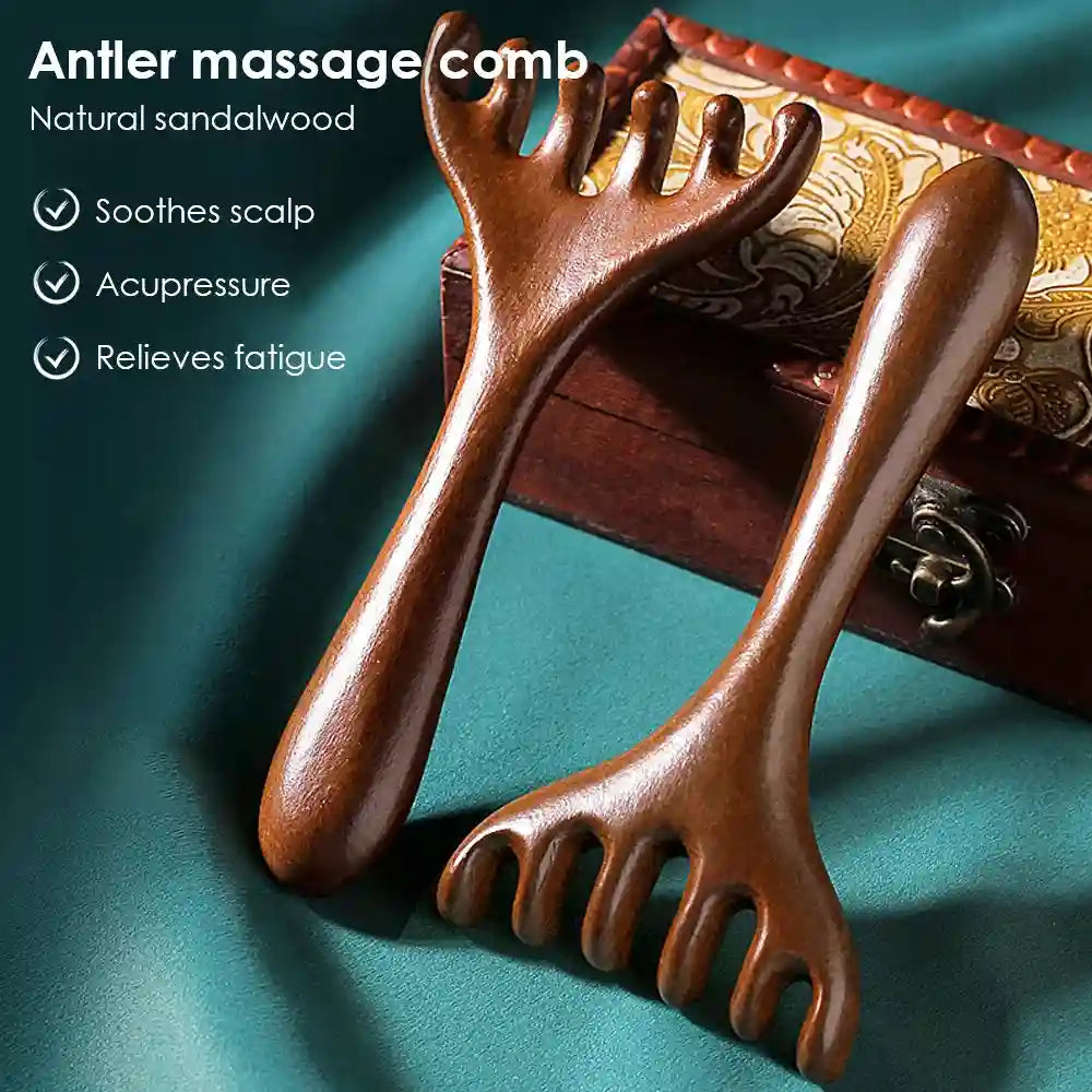 Sandalwood Facial Meridian Comb for Lymphatic Drainage | Tidesmit Massage Roller Tidesmit