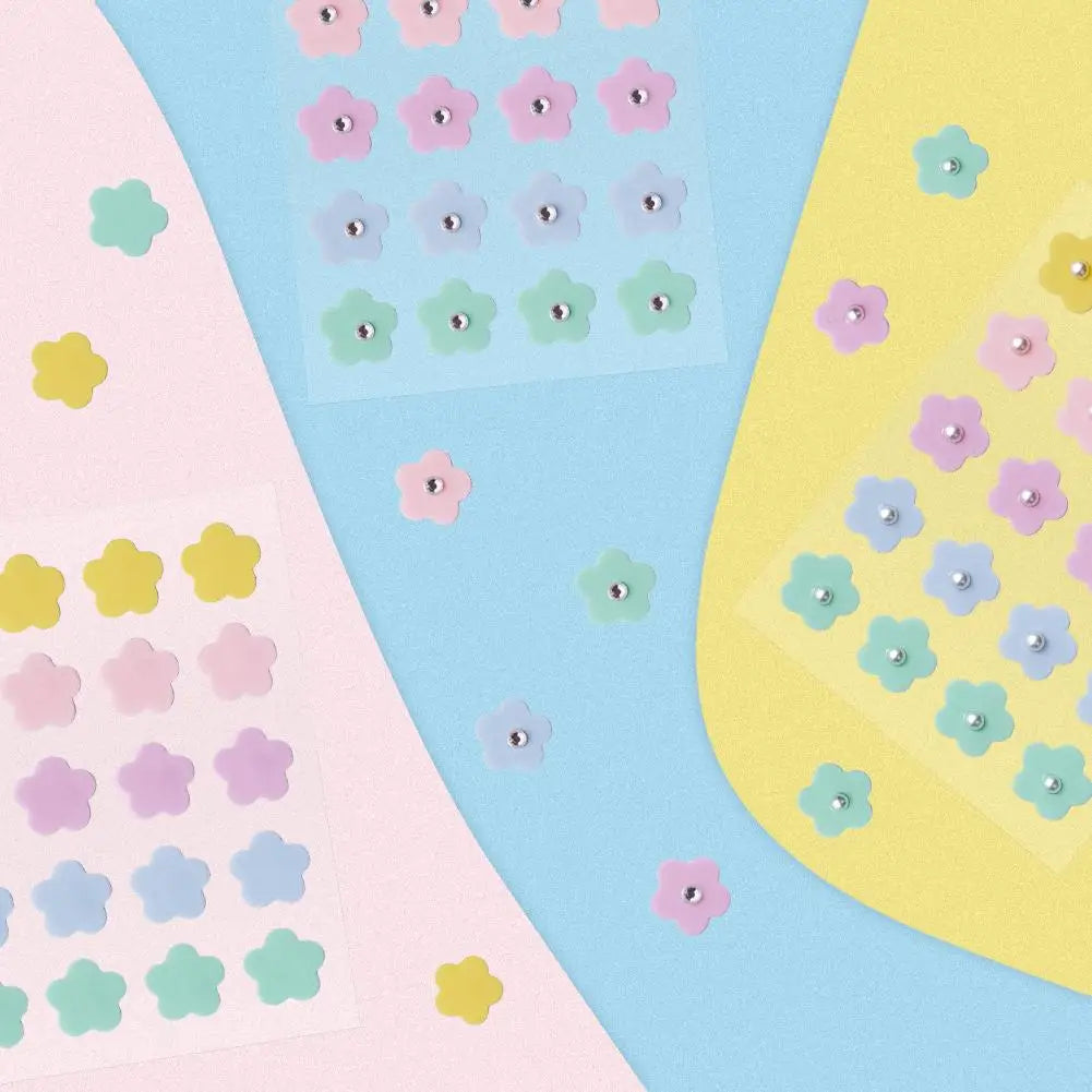 Multicolored Flower-shaped Hydrogel Acne Patch With Pearl/diamond