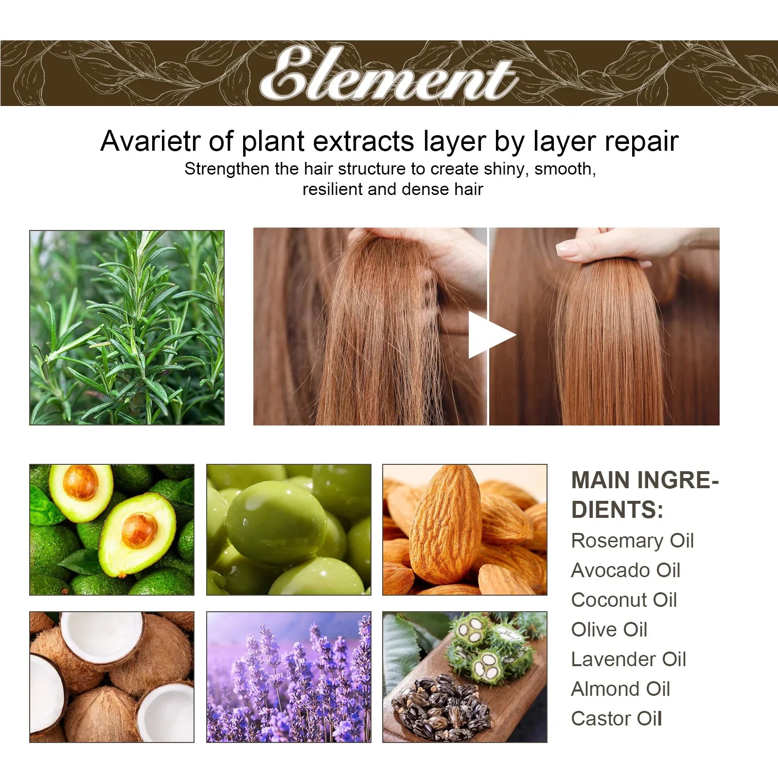 Tidesmit hair growth oil with rosemary, avocado, and castor oil for anti-hair loss and scalp repair treatment.
