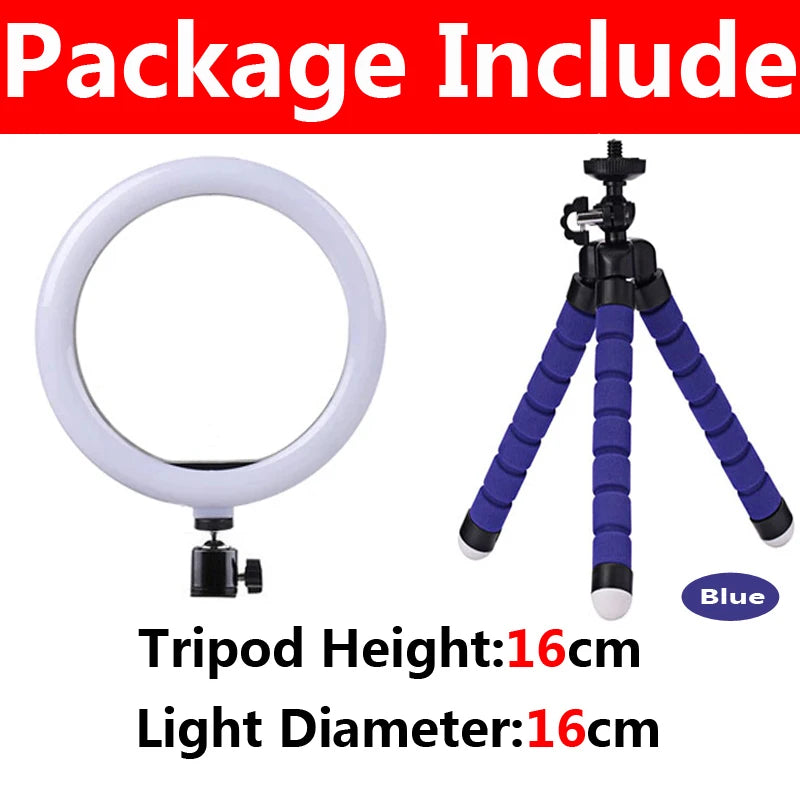 12-Inch LED Ring Light with Adjustable Tripod Stand for Content Creators A-16cm Blue Tidesmit