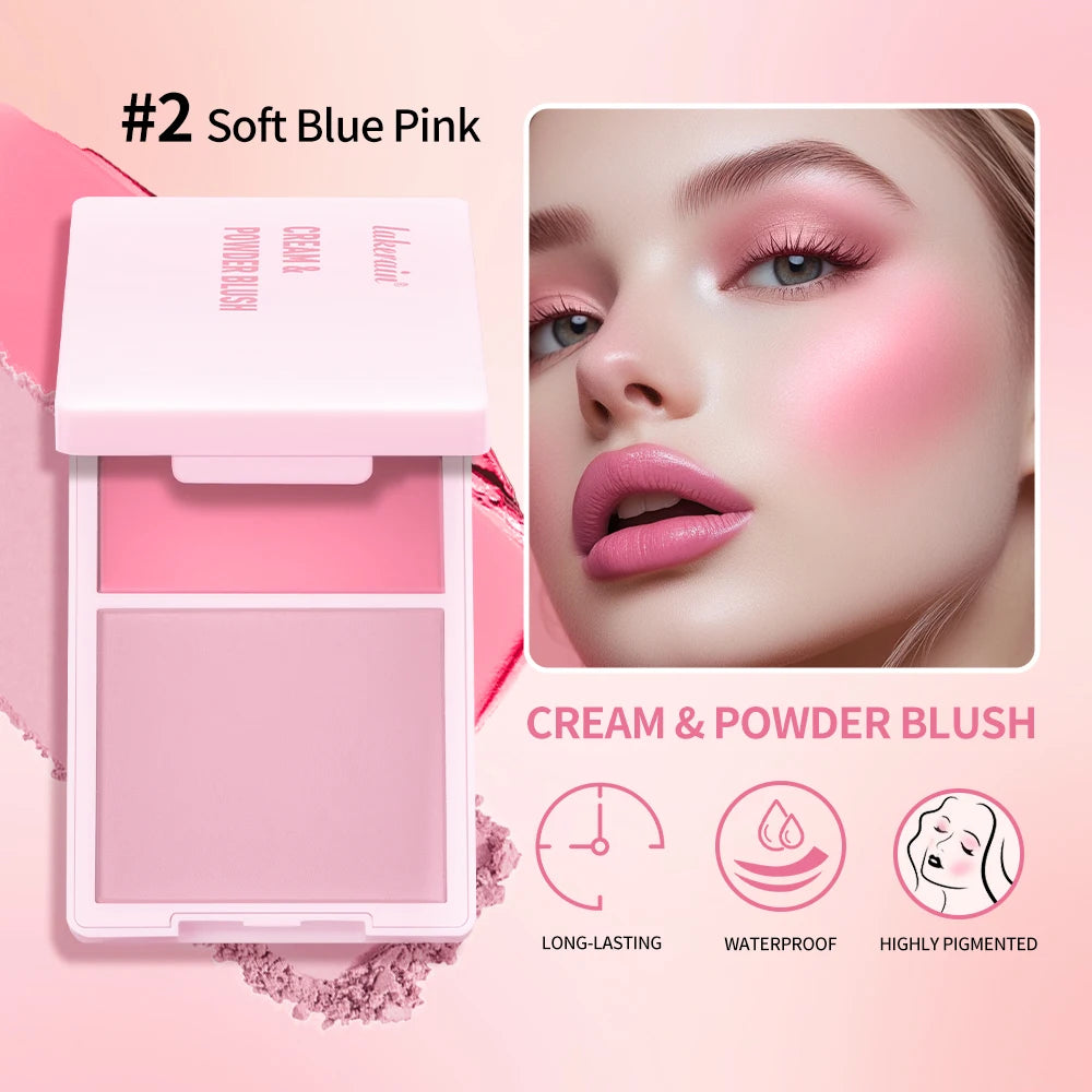 Tidesmit cream and powder blush palette shade swatch showing natural long-lasting high pigment peach pink makeup