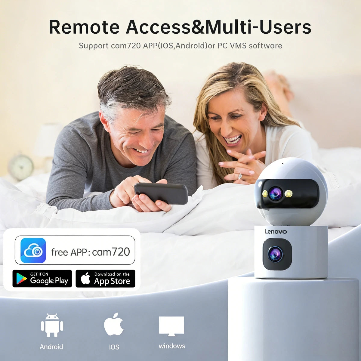 Lenovo 4MP HD Security IP Camera 5G WiFi Surveillance Camera Dual Lens 5X Zoom AI Tracking Home Indoor CCTV Camera Baby Monitor