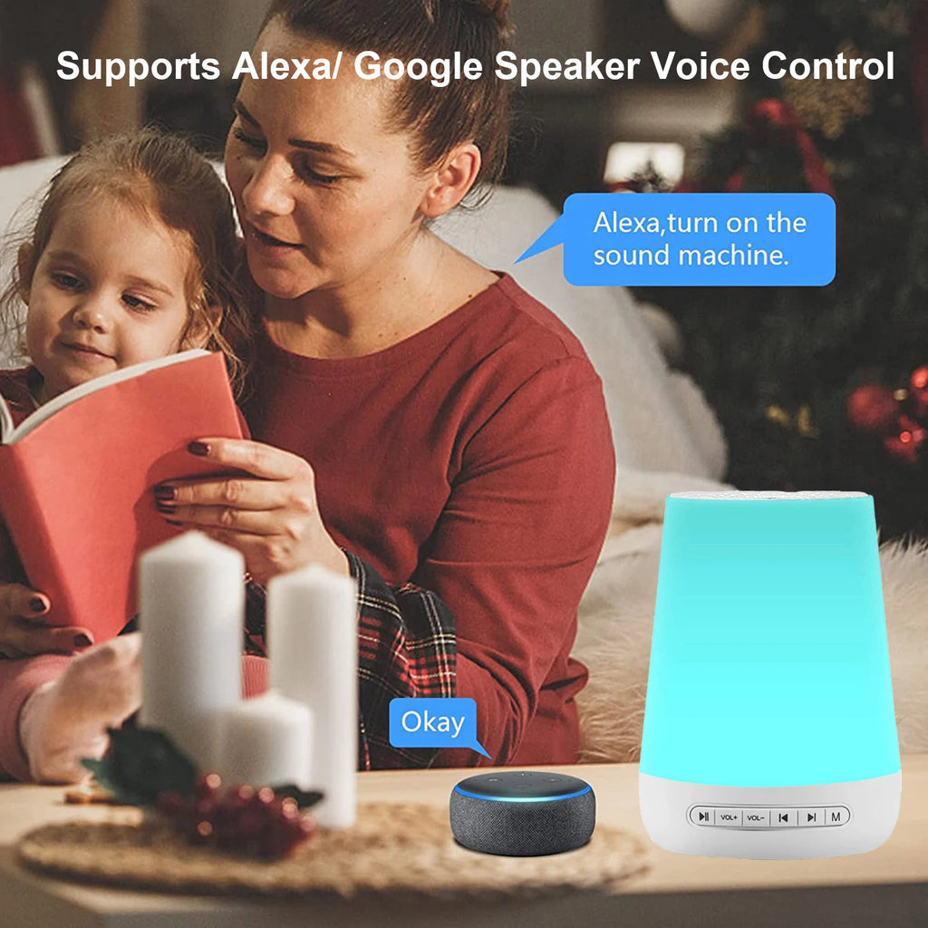 Smart White Noise Machine Baby Sleep Sound Machine Colorful Night Lights 34 Soothing Sounds Supports APP Remote Control