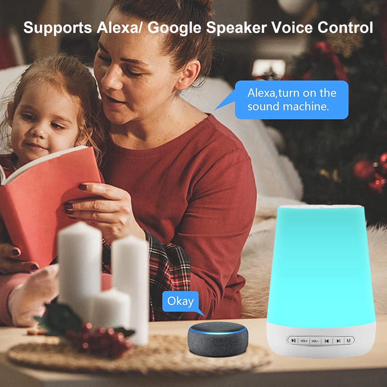 Smart White Noise Machine Baby Sleep Sound Machine Colorful Night Lights 34 Soothing Sounds Supports APP Remote Control
