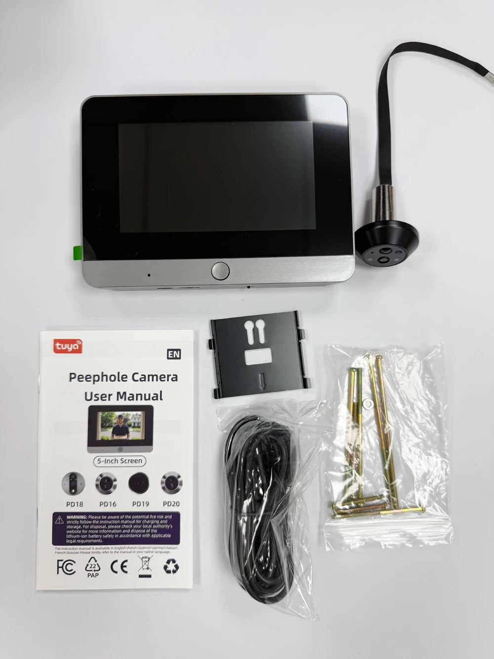 Tuya Smart 2MP 5Inch Screen Mini Digital Peephole Eye Viewer WiFi IR PIR Motion Door Camera 10000mAh battery work 3-4 Months