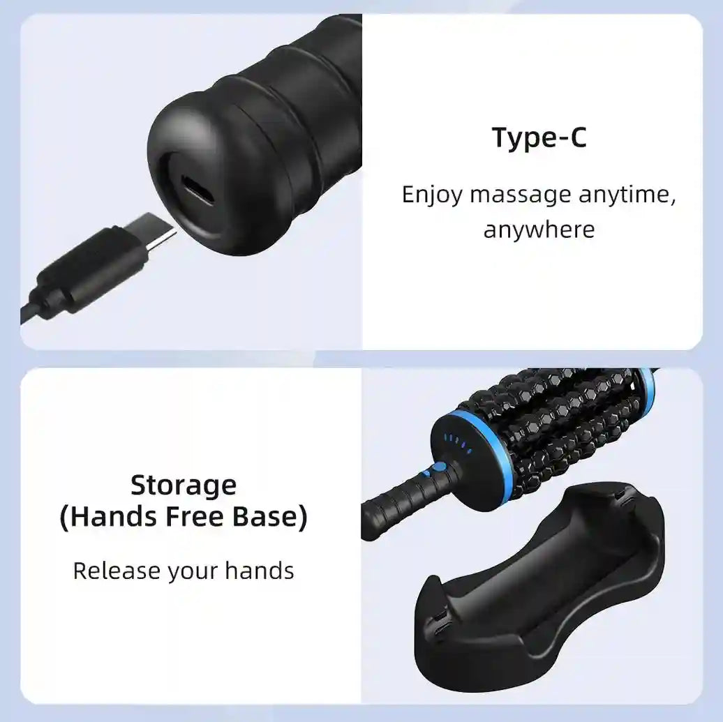 Tidesmit Electric Massage Roller | Deep Tissue Muscle Recovery | Black Massage Roller Tidesmit