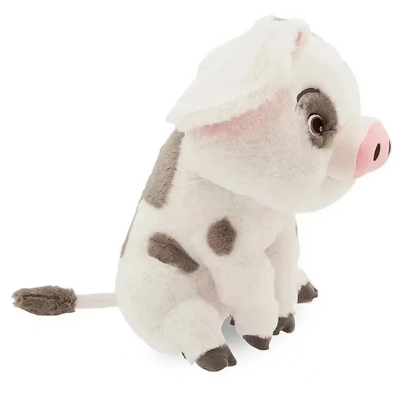 Cute 22cm Moana Pua pig plush toy. Soft white and grey stuffed animal pillow, perfect for kids' bedroom decor gifts.