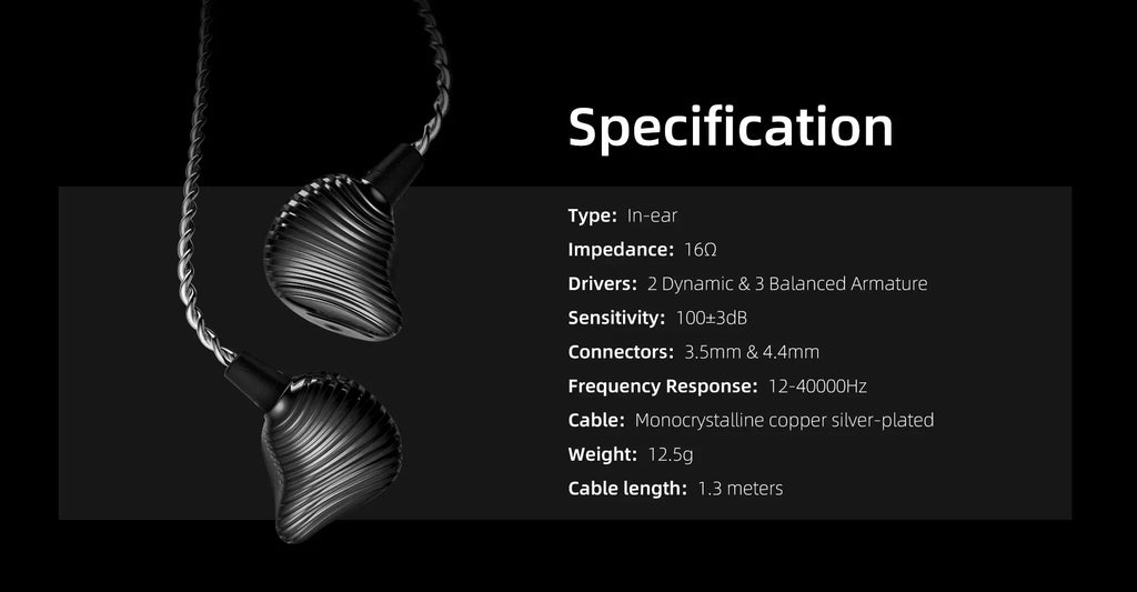 Shanling ME600 In-Ear Monitors 5 Driver Hybrid Audio | Tidesmit Tidesmit