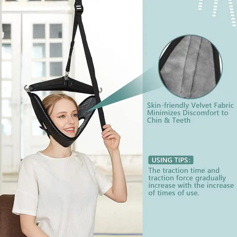 Neck Traction Device for Cervical Spine Relief - Ergonomic Wellness Kit Relaxation Treatment Tidesmit