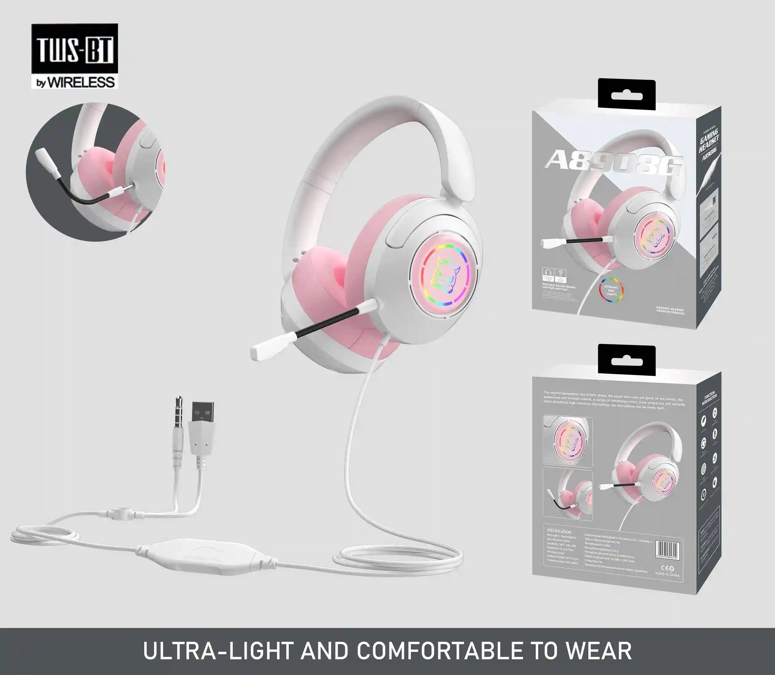 Wired Gaming Headset with Noise Cancelling Mic - Over-Ear Design Tidesmit