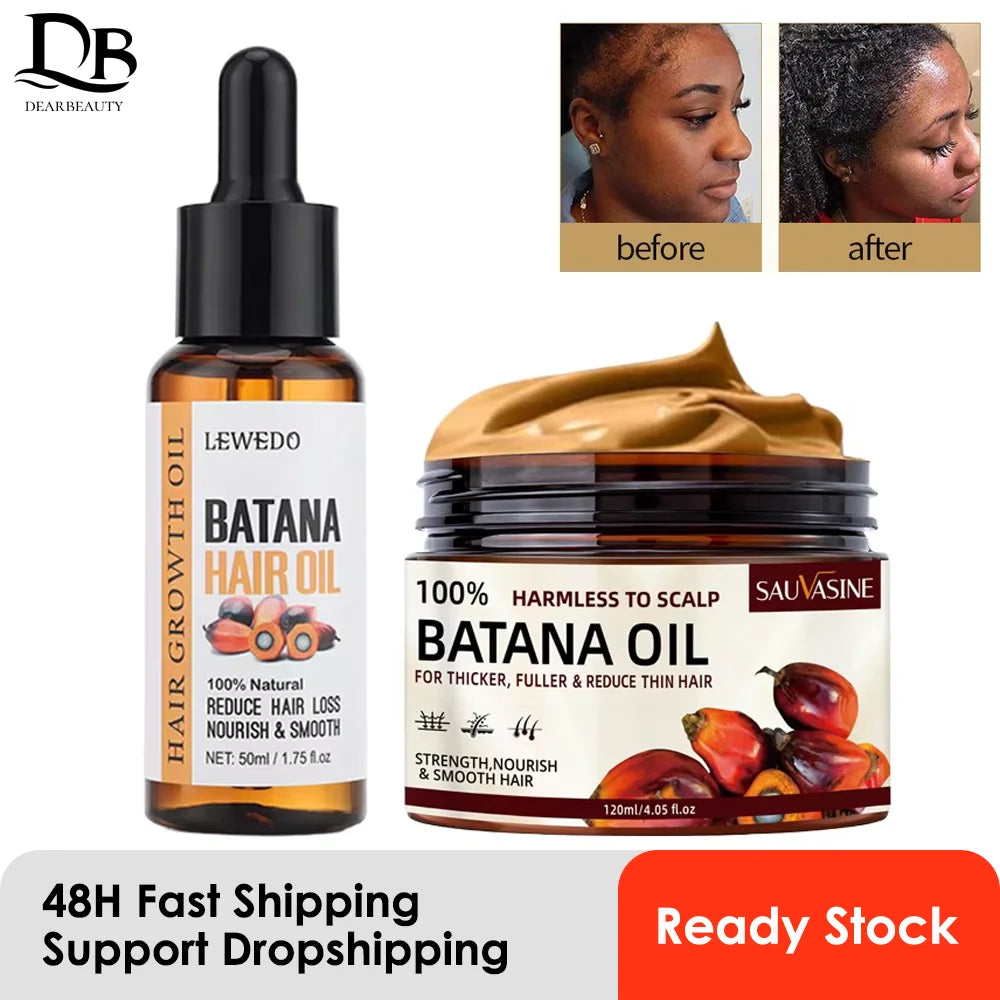 100% Natural Batana Oil hair mask and growth treatment for deep conditioning dry, damaged hair and scalp nourishment.