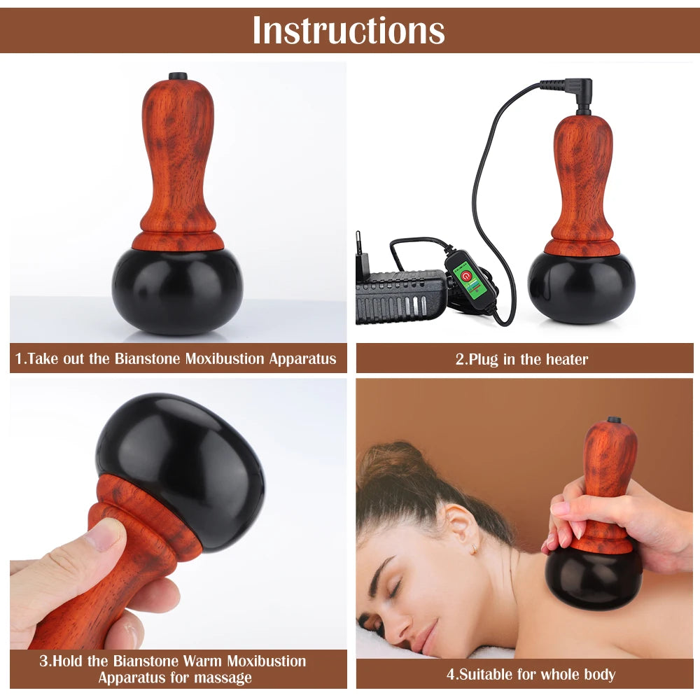 Electric Gua Sha Massager | Heated Bianstone Face & Body Tool Back Massage Instrument Tidesmit