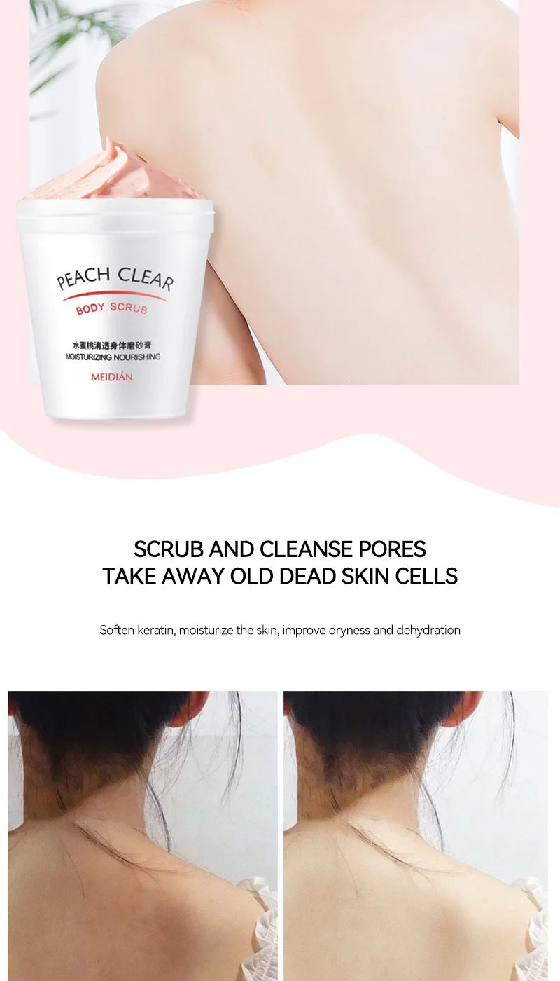 Peach Extract Body Scrub 200g - Natural Exfoliating Skin Smoothing Treatment Scrubs Treatments Tidesmit