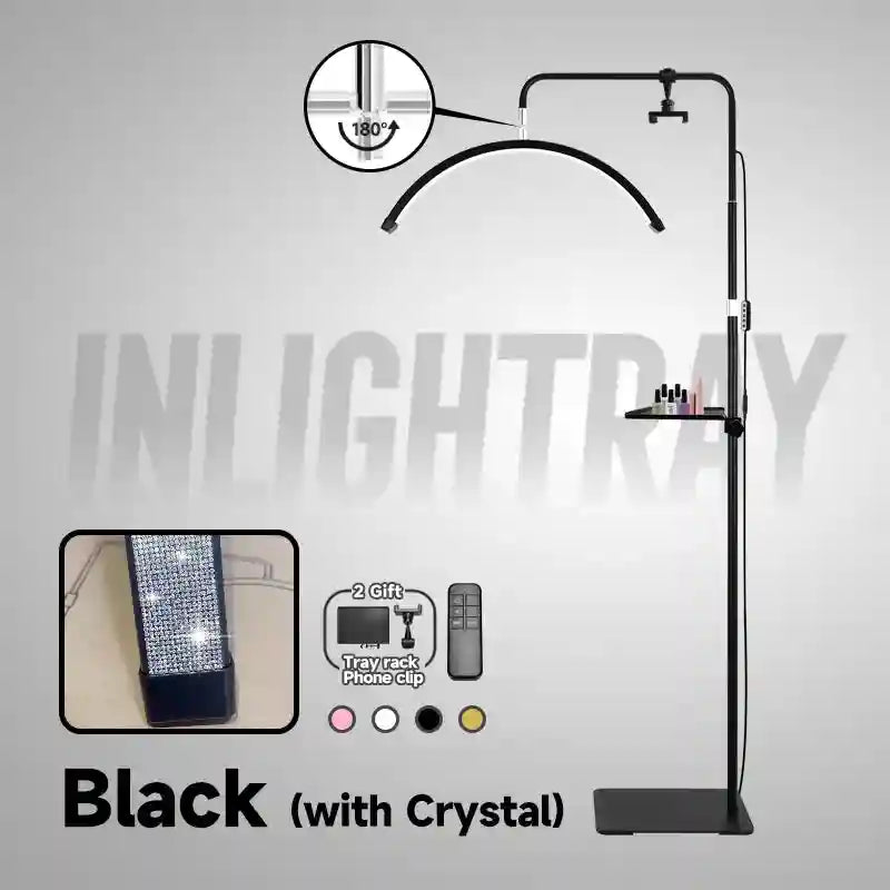Half Moon Floor Lamp for Eyelash Extensions - Adjustable LED Salon Light Black Crystal China Mainland Tidesmit