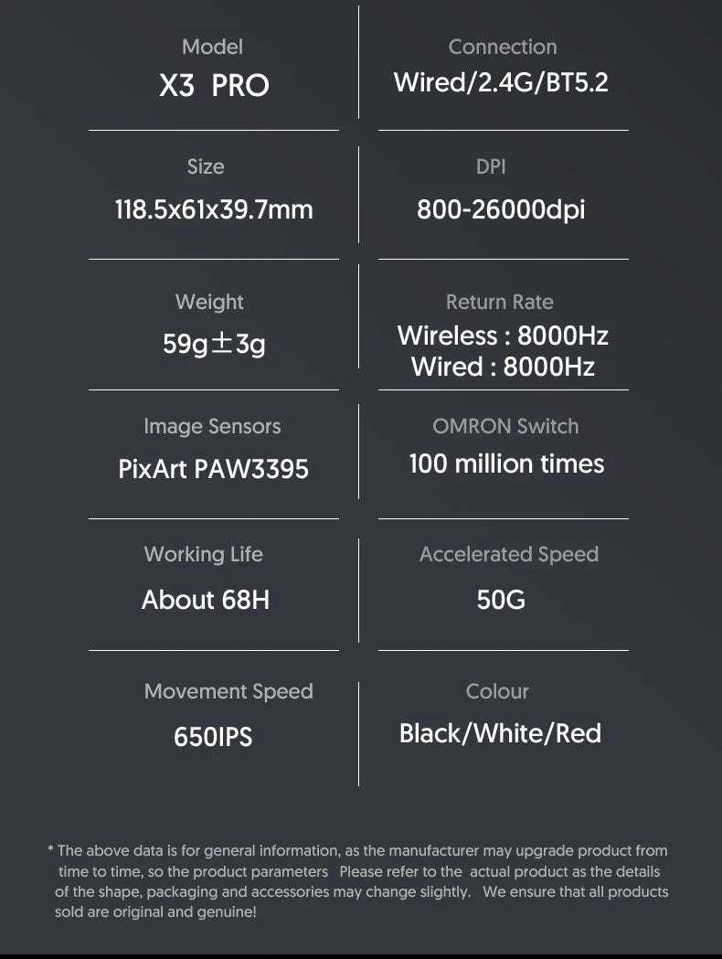 Attack Shark X3 X3Pro Wireless Tri-Mode Gaming Mouse 26K DPI PAW3395 Computer Gaming Peripherals CSGO Valorant Office Gift
