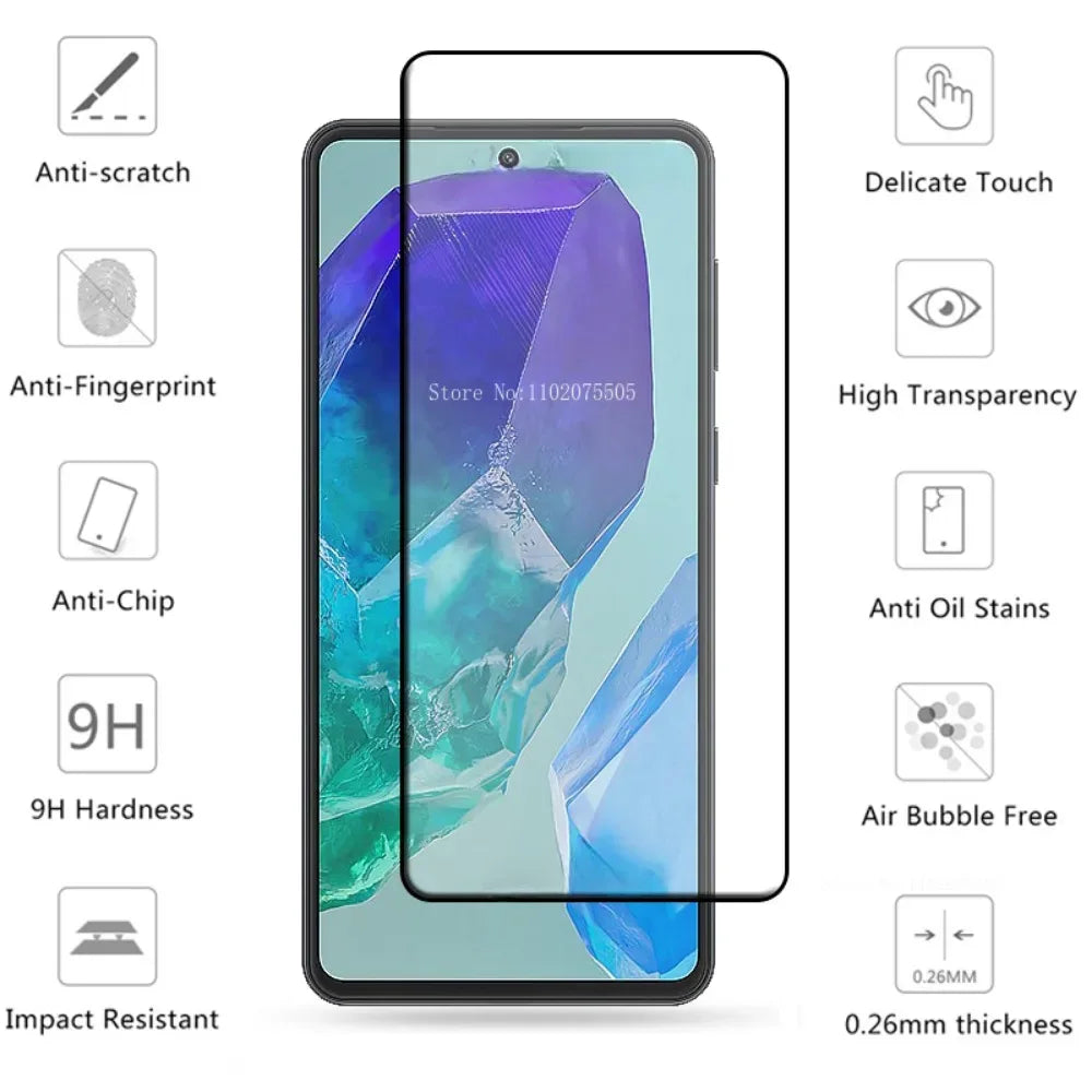 Samsung Galaxy M55 Screen Protector 4-Pack - 9H Tempered Glass Full Cover Tidesmit