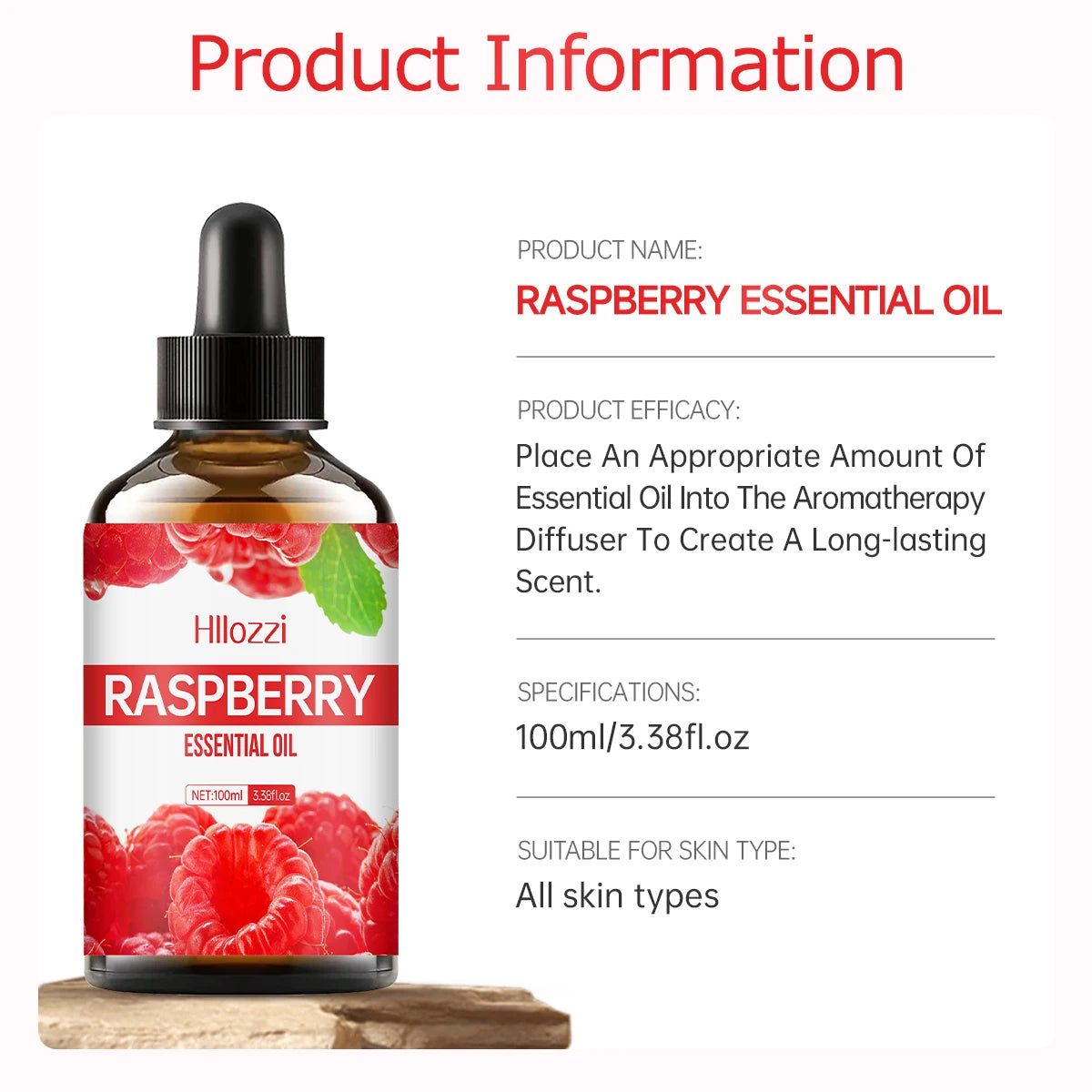 Raspberry essential oil is suitable for skin care, bath use, and diffusers and is suitable for all skin types.