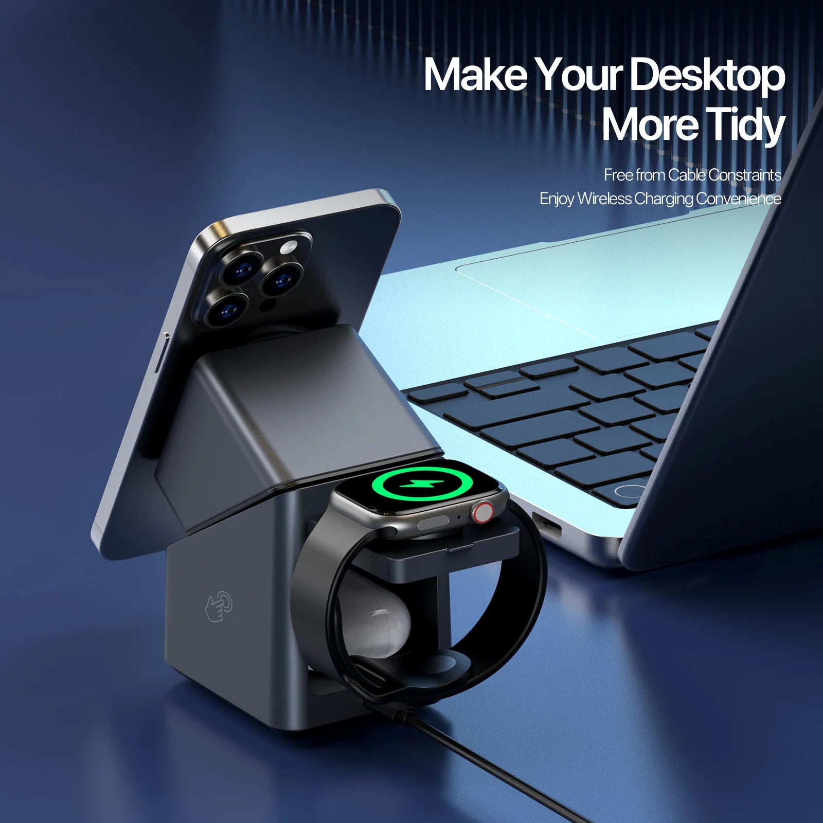 4 in 1 Wireless Charger Station - Qi Certified MagSafe Compatible Tidesmit