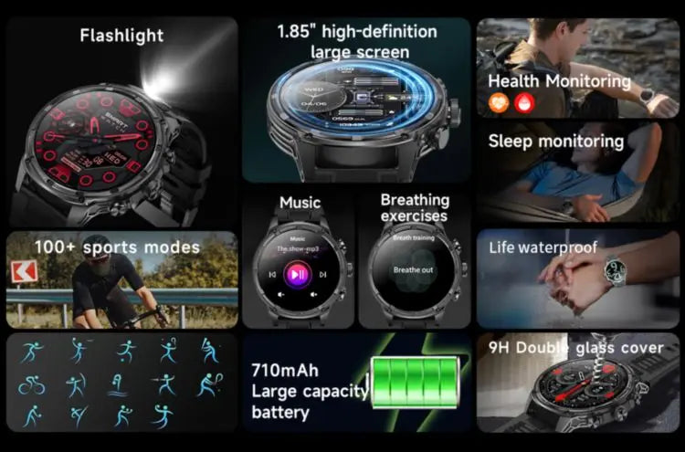 YLL-V99 High Quality IP67 Waterproof 1.85 Inch Smart Round Sports Watch Sleep Tracker Fitness Gift for Friends