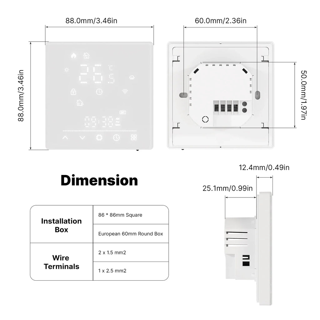 MOES Tuya Matter WiFi Smart Thermostat Temperature Controller Water Boiler Electric Heating With Alexa Google Apple Smartthings