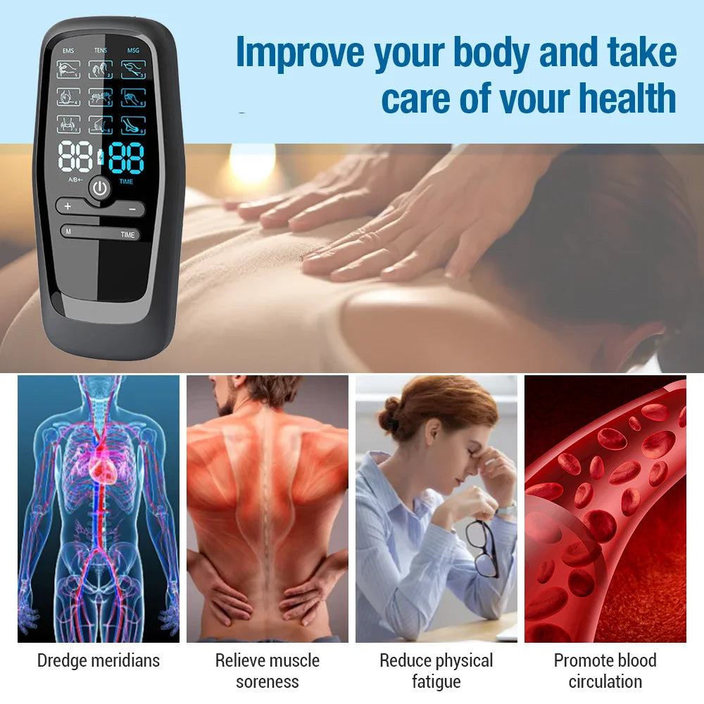 TENS Muscle Stimulator for Back Pain Relief | Portable Electric Massager Back Massage Instrument Tidesmit