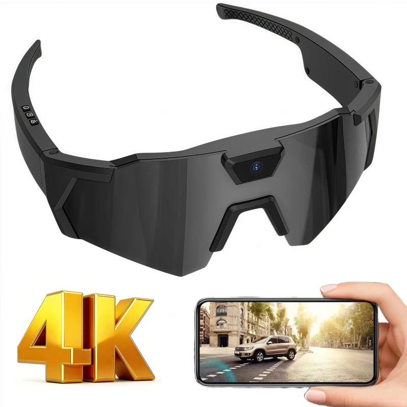 Smart Cycling Glasses with HD Camera - Windproof Sports Eye Protection Black lens type A Tidesmit