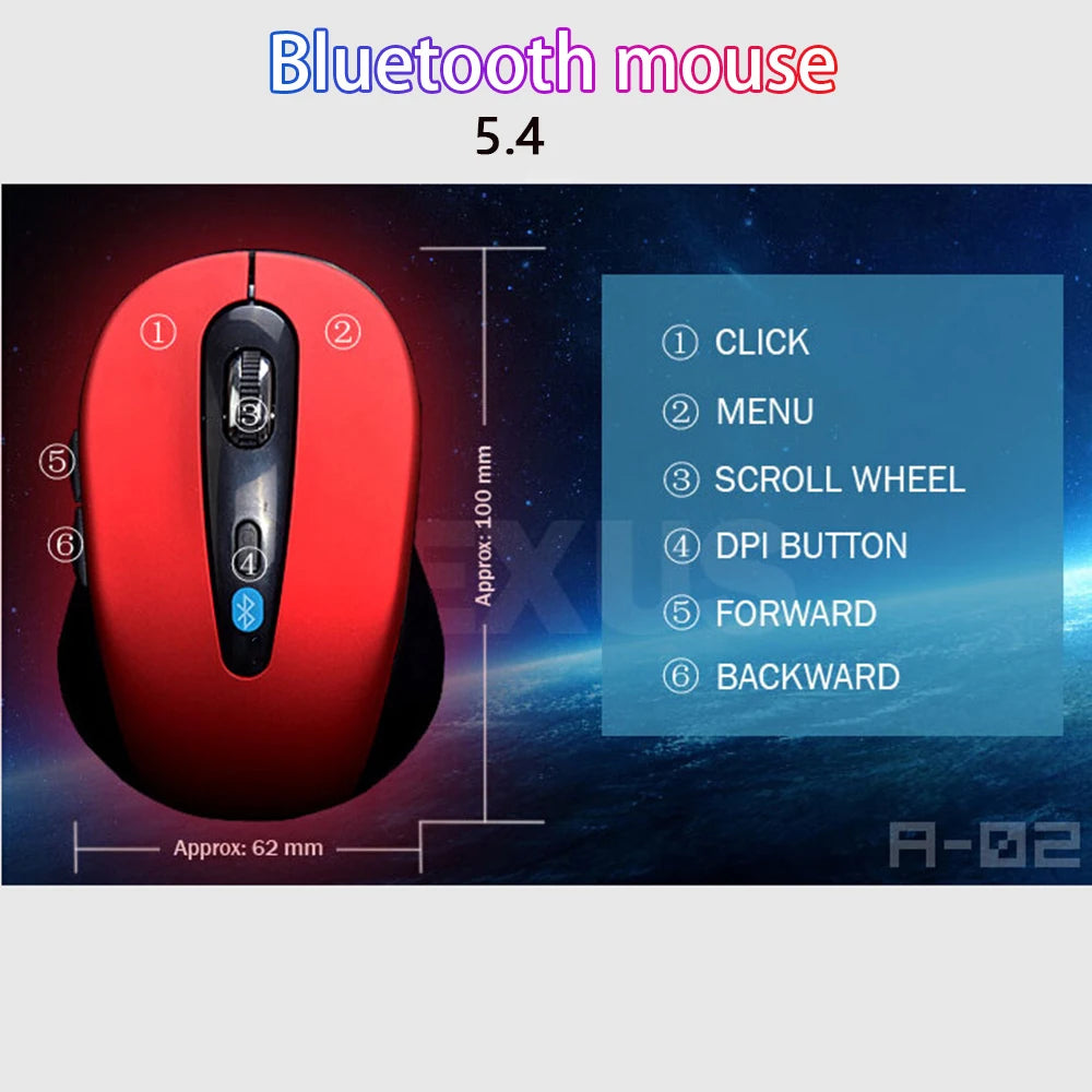 10M Wireless Bluetooth 5.4 Mouse for win7/win8 xp macbook iapd Android Tablets Computer notbook laptop accessories 0-0-12