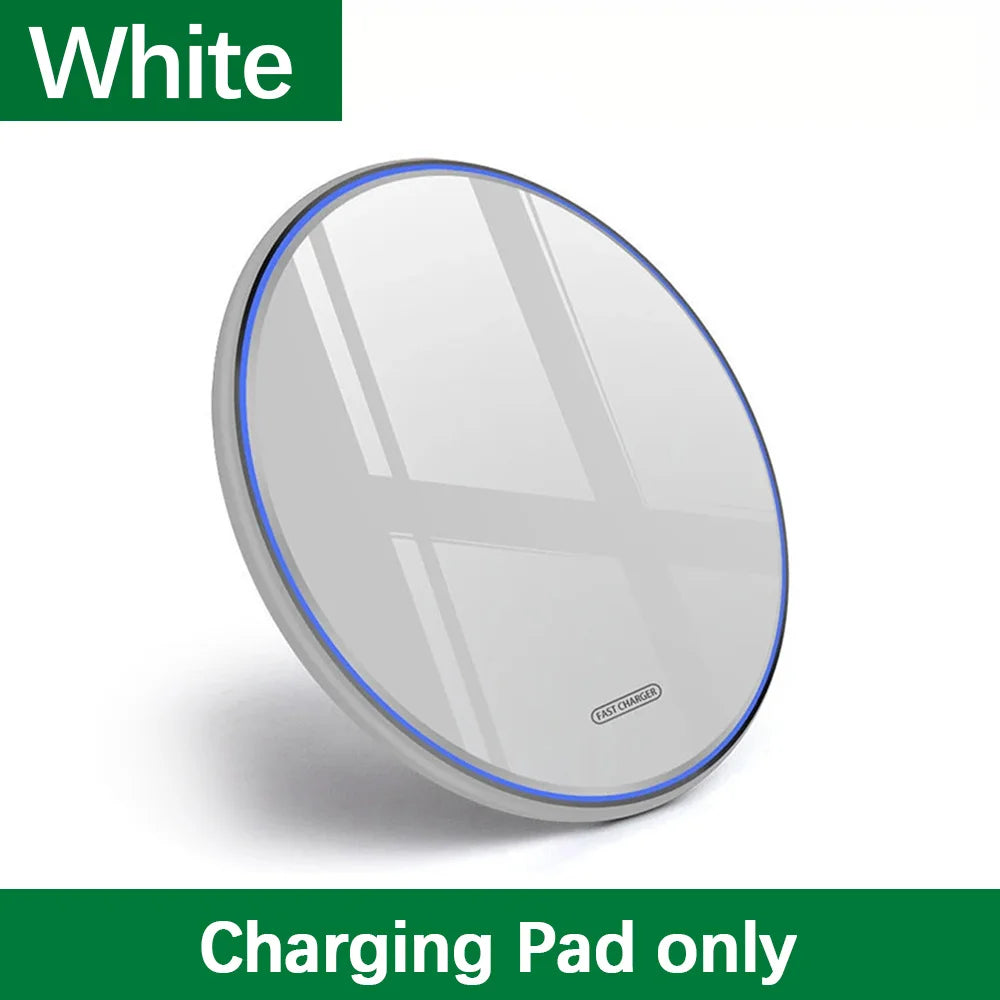 30W Fast Wireless Charger Dock - Qi Certified for iPhone & Android White no cable Tidesmit