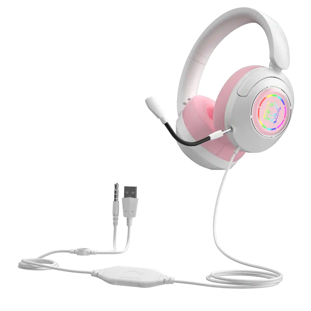 Wired Gaming Headset with Noise Cancelling Mic - Over-Ear Design WHITE Tidesmit