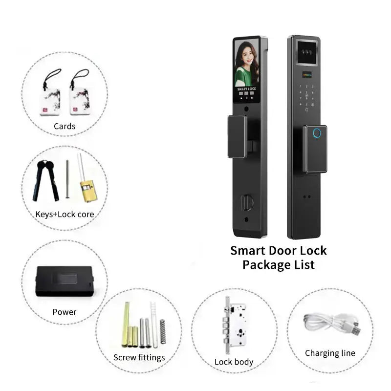 3D Face Recognition Tuya Video Intercom Security Fingerprint Card Unlocking Smart Home Camera Door Lock 9 Languages