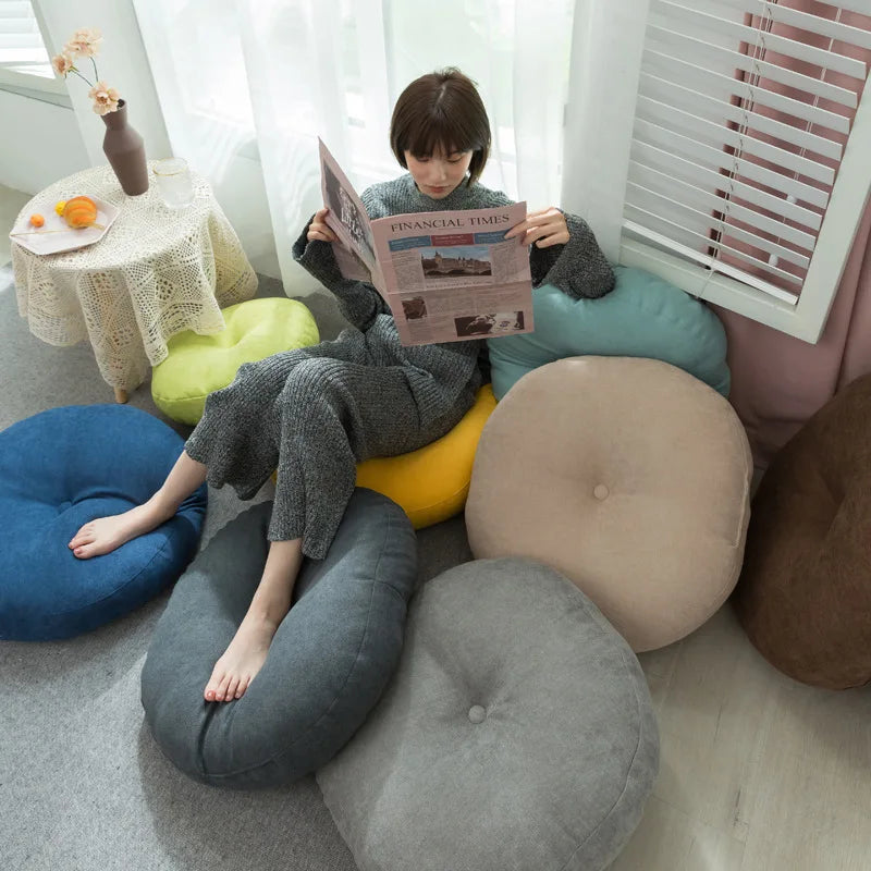 Round Shape Linen Seat Cushion Silk Cotton Core Tatami Cushion Pillow Home Decoration Soft Car Sofa Cushion Flax Round Sitting