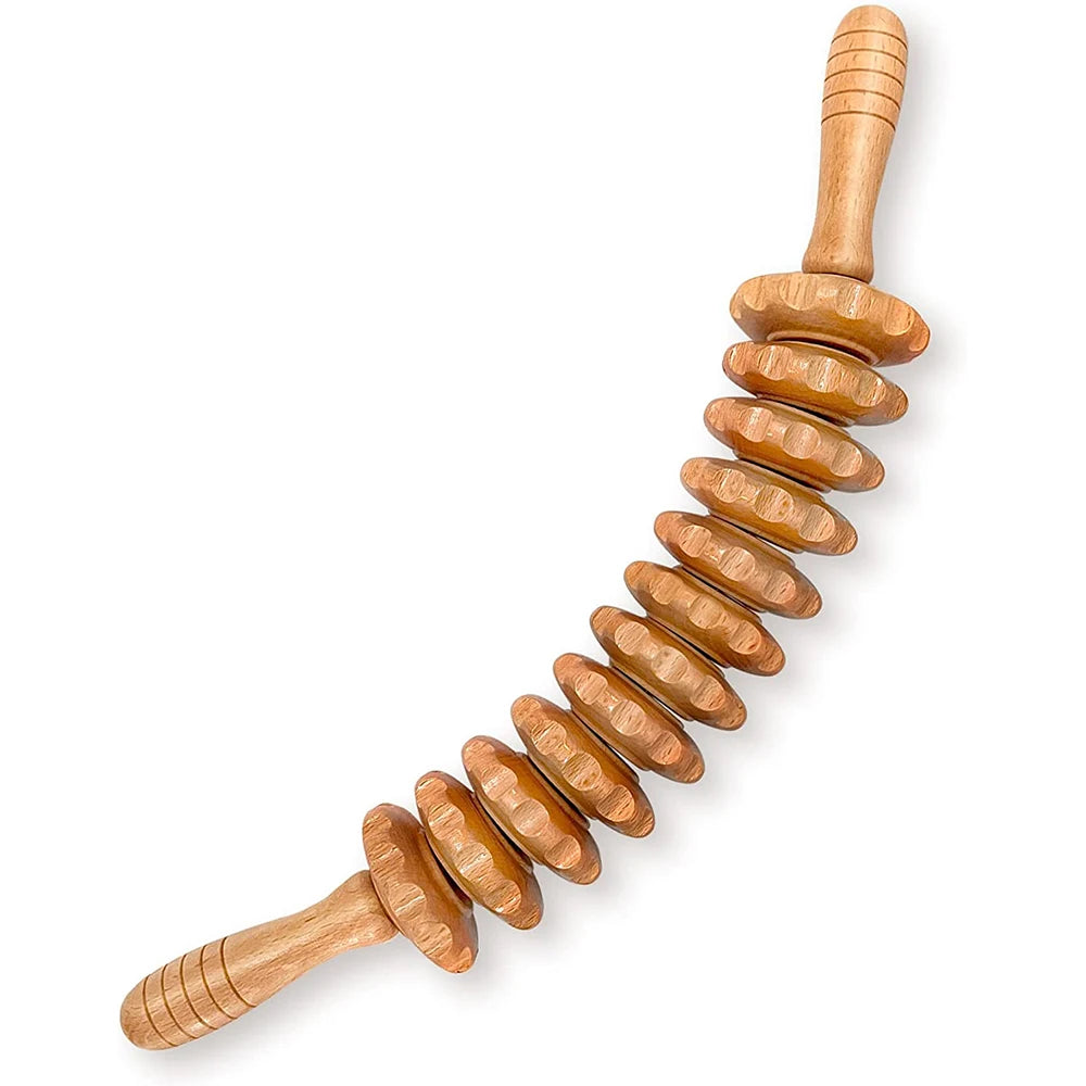 Wooden Lymphatic Drainage Roller - 12 Wheel Muscle Relief Tool Back Massage Instrument Tidesmit