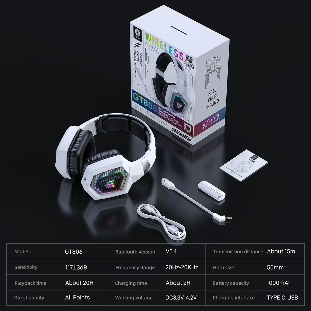 Wireless Gaming Headset with Active Noise Canceling - White Tidesmit Tidesmit