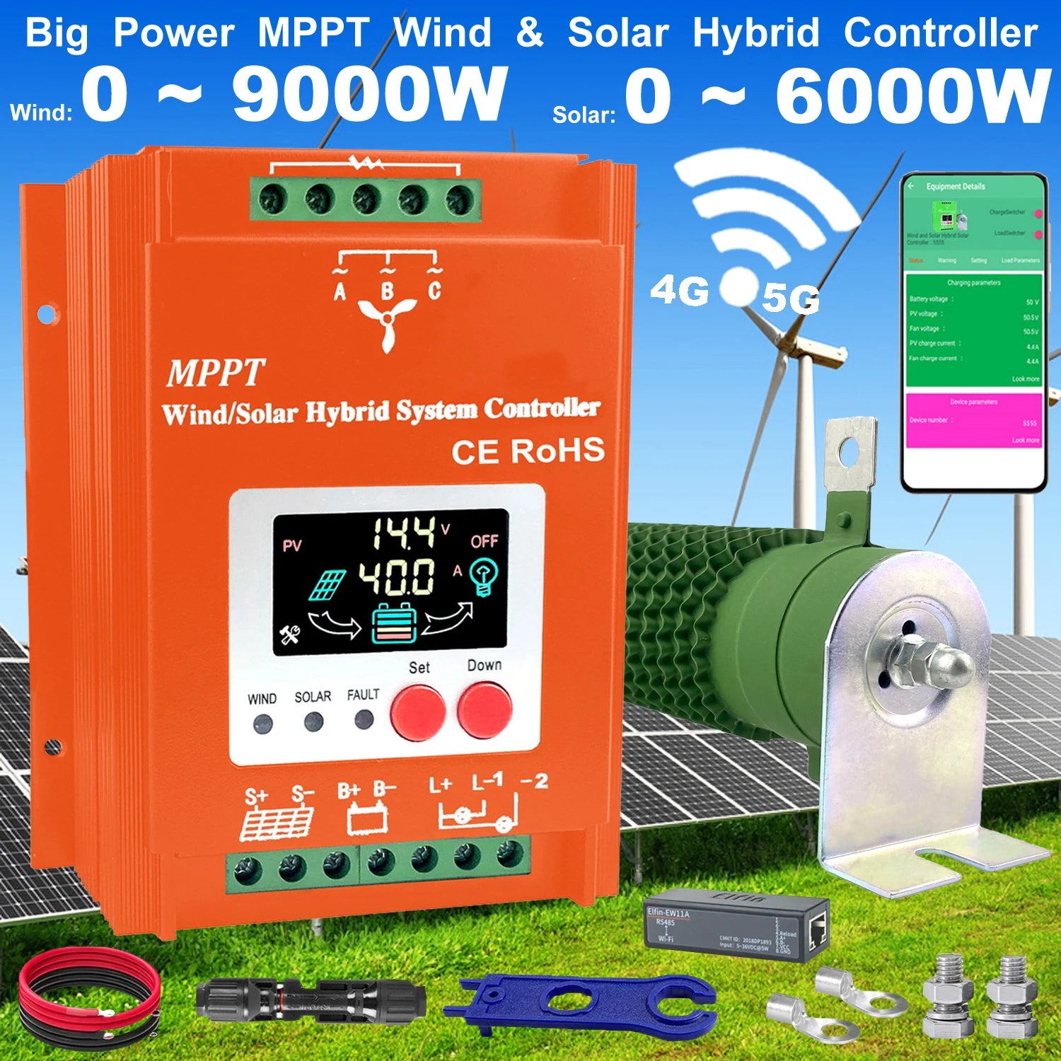 Hybrid Solar Wind Charge Controller MPPT LCD - 2500W to 9000W Options Tidesmit