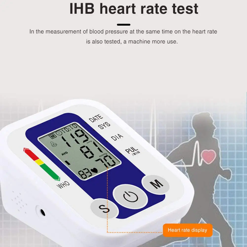 Automatic Digital Arm Blood Pressure Monitor Tonometer Meter Sphygmomanometer LCD Portable Health Care Pulse Meter BP Monitor