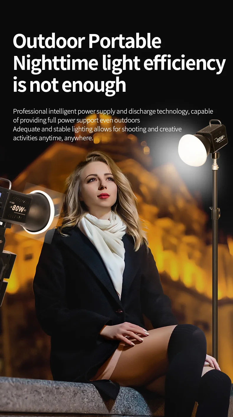 LED Video Light 60-80W Bi-Color Studio Lighting for Content Creators Tidesmit